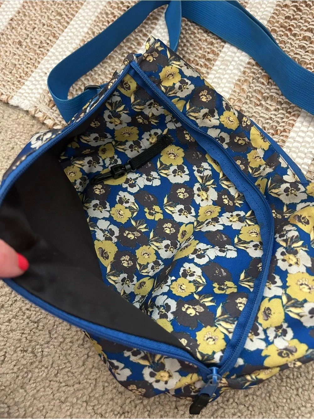 Kavu Floral Crossbody Bag in Blue and Yellow